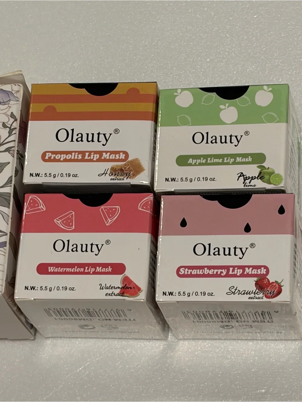 4 Packs Olauty Lip Mask Watermelon Cherry Apple Lime Propolis New Sealed 5.5g